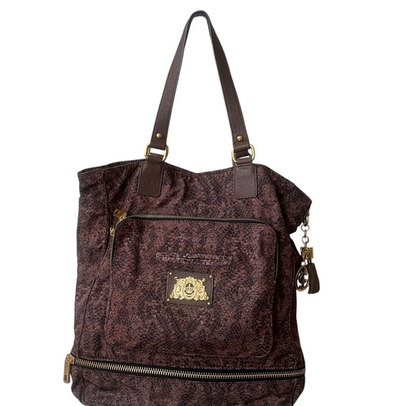 JUICY‎ COUTURE WEEKEND WARRIOR NYLON TOTE Shoulder NATURAL SNAKE READ!!! - Picture 1 of 16